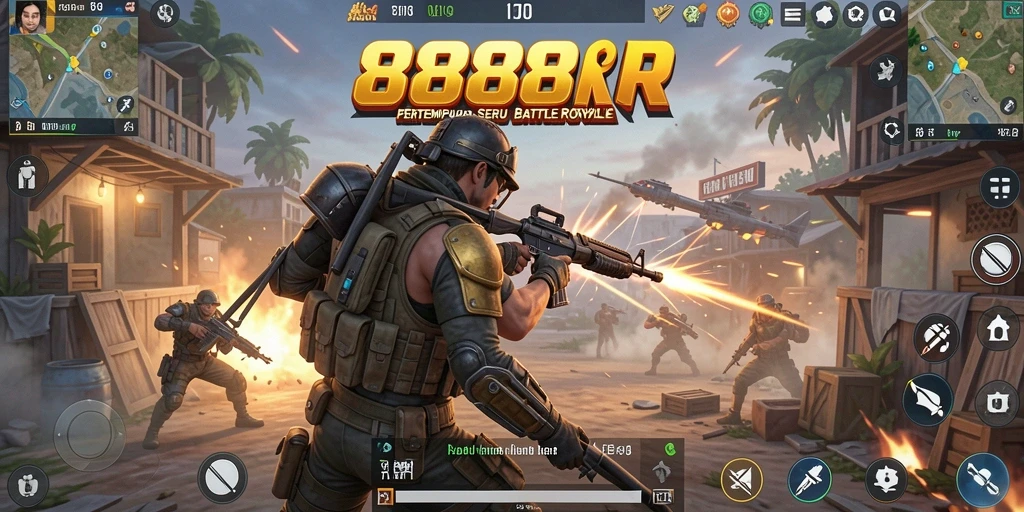 Screenshot menampilkan aksi seru dalam game Battle Royale 888R.