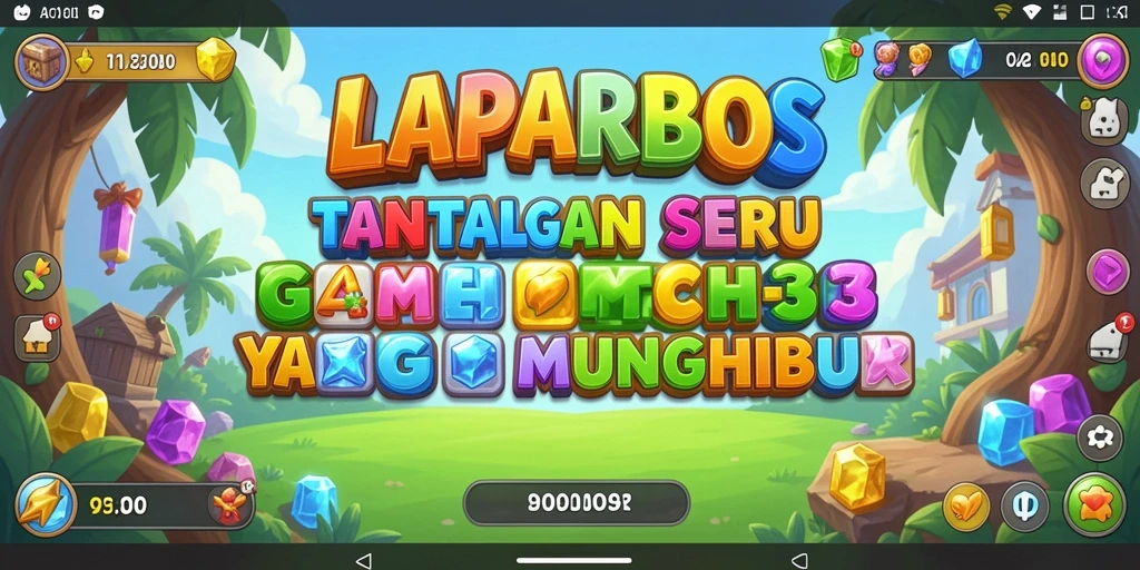 Tampilan gameplay menarik dari LAPARBOS saat mencocokkan elemen warna-warni.